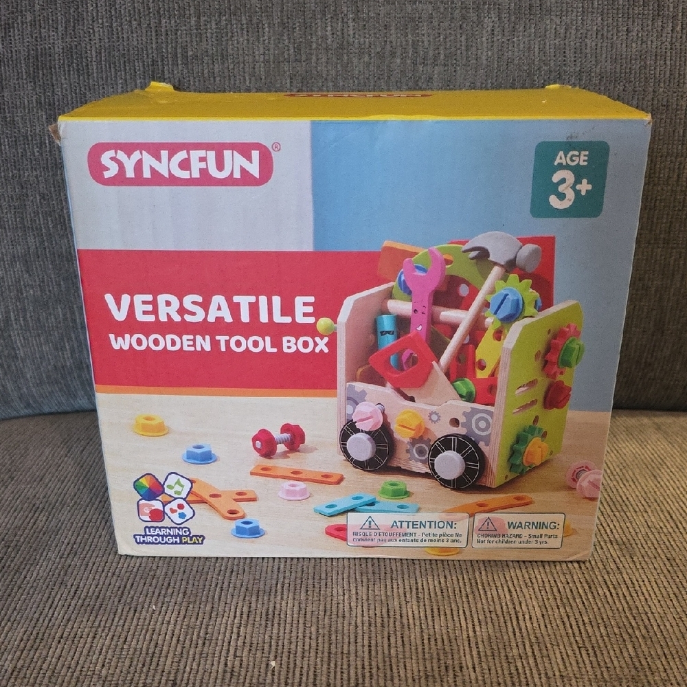 Versatile Wooden Tool Box‎ for Kids - Multicolor By Syncfun. New In Box.